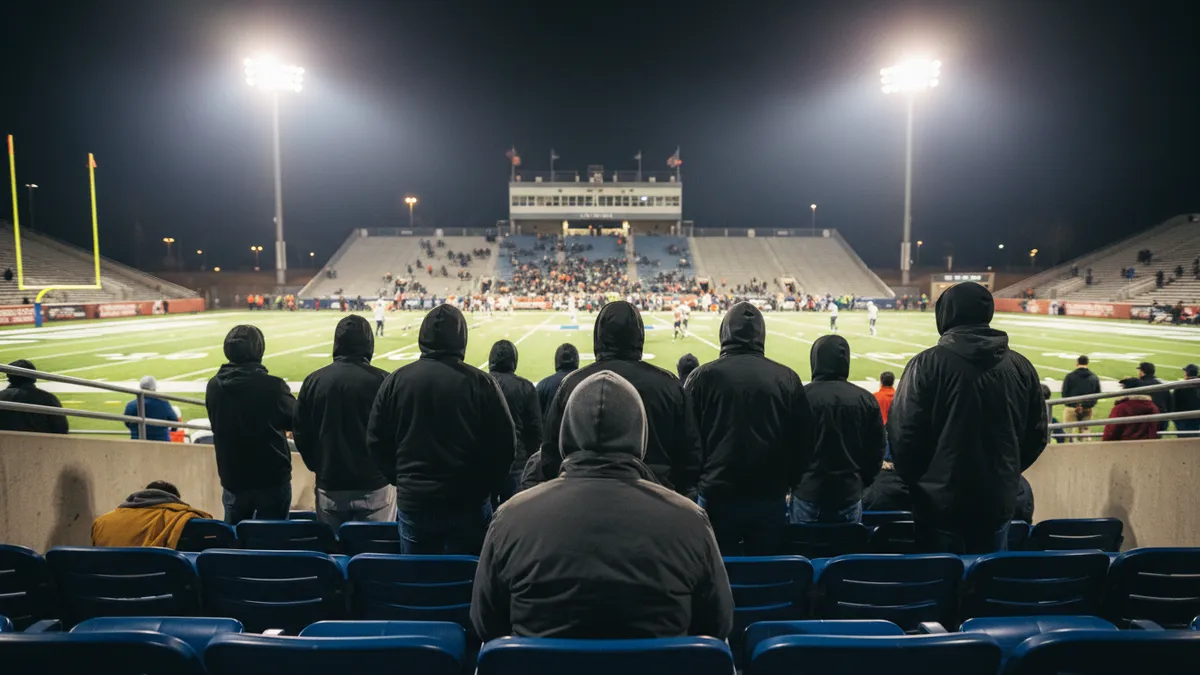 Espectadores de espaldas en un estadio de fútbol americano de la NFL
